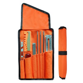 Chainsaw Sharpener File Set, 10 Pieces Chainsaw Chain Universal Sanding File Sanding Tools, with 5/32 (4.0 mm) 3/16 (4.8 mm) 7/32 (5.5 mm) Round File 6 Inch Flat File Depth Gauge