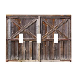Rustic Barn Door 3 Gang Triple Toggle Light Switch Wall Plate Cover Electrical Faceplate Vintage Wood Rural Garage Cabin Door Western Wooden Board Primitive Country Farm American Retro Room Decor