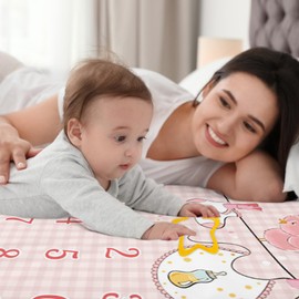 CSFOTO It's a Girl Baby Monthly Milestone Blanket Red Newborn Growth Record Blanket Baby Girl Photography Backdrop Props for Newborn Shower 60 "x40 with Frames