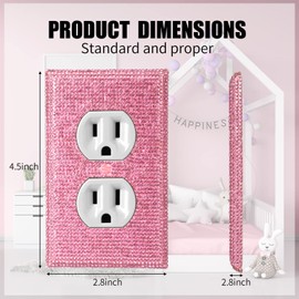 Kanayu 4 Pcs Light Pink Shiny Rhinestones Cover Wall Switch Cover Wall Plate Cover Decorative Bling Switch Cover Includes 2 Duplex Light Plate Switch 2 Single Toggle Socket Outlet Cover 4.5" x 2.8"
