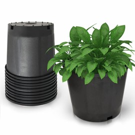 waltyotur 10PCS 3.1 Gallon Round Durable Planter Nursery Pots, Injection Molded Plastic Plant Container Garden Planter Pots for Indoor Outdoor Plants Flower Vegetables, Black