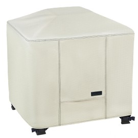 NettyPro Fire Pit Cover Square 36 inch Waterproof Patio Cover for Gas Propane Firepit Table Outdoor, Beige