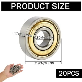 Pack of 20 608 ZZ Ball Bearings, Double Shielded Miniature Metal Deep Groove Ball Bearings, 8 mm x 22 mm x 7 mm, High Performance Bearings for Skateboards, Inline Skates and Scooters