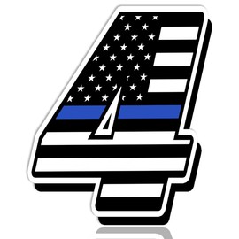 Number № 4 Sticker Decal Racing Race Rally Motorcycle Motorbike Sport Bike Motocross Helmet Door Window American USA Thin Blue Line Flag N 264