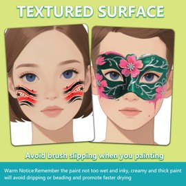 DELORIGIN 2PCS Face Painting Practice Board, Reusable Makeup Practice A4 Board Facial Paint Exercise Template Stage Festival Carnival Makeup Training Sheet for Face Painter (Brown Hair)