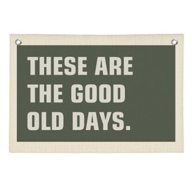 NaZaUK Kids Room Decor, These Are the Good Old Days Wall Hanging Canvas Banner, Sage Green Hanging Banner Flag Wall Art Decor for Nursery Toddler Kids Room Bedroom Playroom, 20x30 Inch