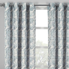 Catalina Gray, Top Grommet Jacquard Window Curtain Panel, Set of 2 Panels, 108x96 Inches Pair
