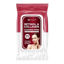 Clear Beauty Toallitas faciales limpiadoras con retinol y colágeno, dermatológicamente probadas, cuidado de la piel coreano antienvejecimiento, remove