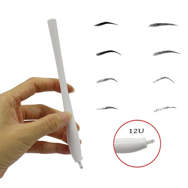Xiaoyu Pack of 5 Professional Disposable Microblading Pens Manual Eyebrow Tattoo Pen Blade for Semi-Permanent Makeup (12 U)