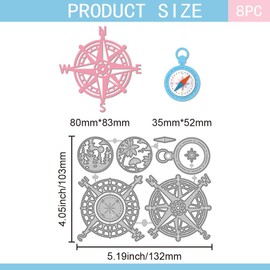 GLOBLELAND Compass Frame Cutting Dies for DIY Scrapbooking Metal Forest Seaside Border Cut Dies for Card Making Embossing Photo Album Craft Decor