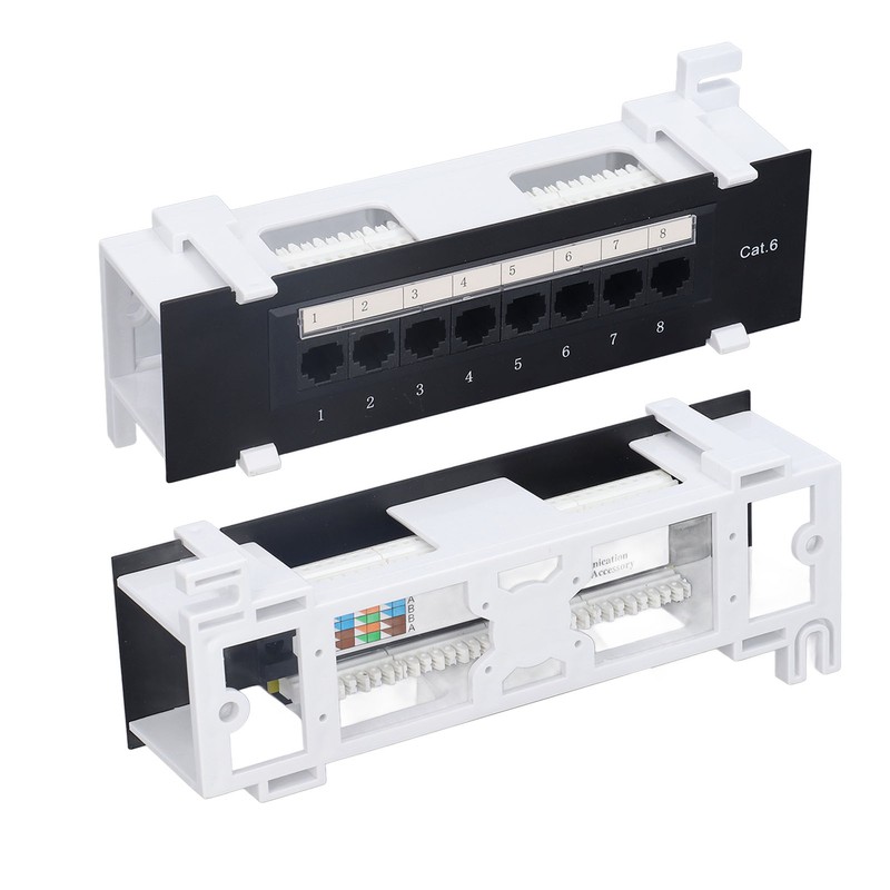 Patch Panel 8 Ports CAT6 Network Cable Rackmount 568A/B RJ45