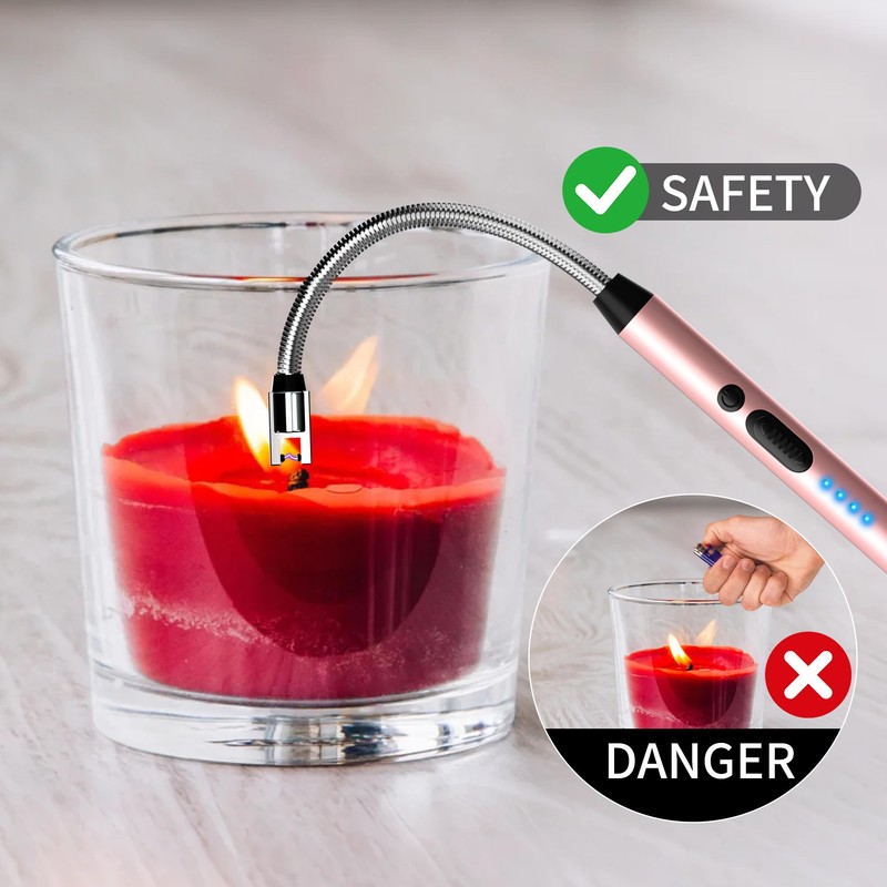NorOasis 2-Pack Rechargeable Electric Candle Lighters, Flameless Windproof Long Lighter