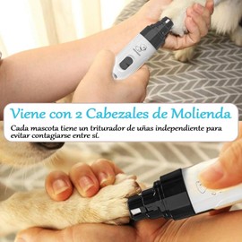 TYEGDAVD Cortauñas Eléctrico para Perros, 2 Velocidades Corta Uñas con Dos Cabezales de Pulido, Cortaúñas Silencioso para Gatos, Lima de Uñas para Perros sin Dolor Recargable por USB