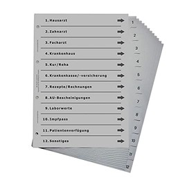 Folder Register for Doctors and Health, Sophisticated Register for DIN A4 Folders, Health Folder for All Important Documents, Light Grey