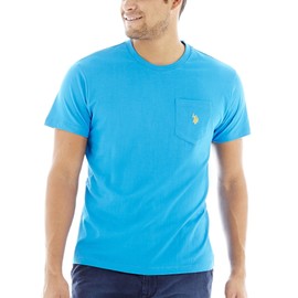 U.S. Polo Assn. Men's Crew Neck Pocket T-Shirt with Small Pony, Teal Blue, X-Large