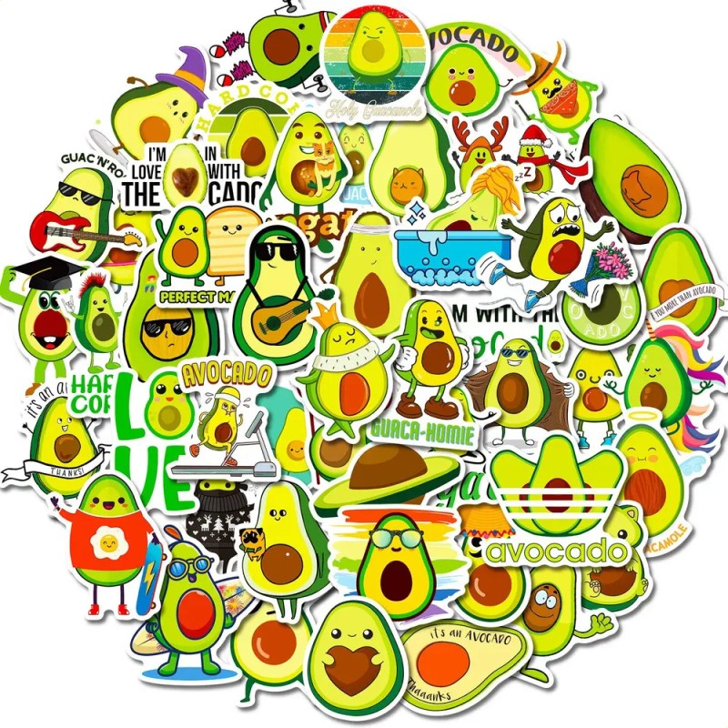 100 Pegatinas De Aguacate Con Dibujos Animados, Bonitas Frut