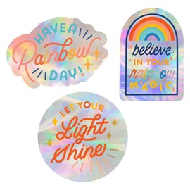 Rainbow Symphony - Rainbow Sun Catcher Window Stickers, Prism Holographic Stickers for Windows, Anti-Collision Window Decals for Birds, Inspirational Suncatcher Decals Set, Made in USA