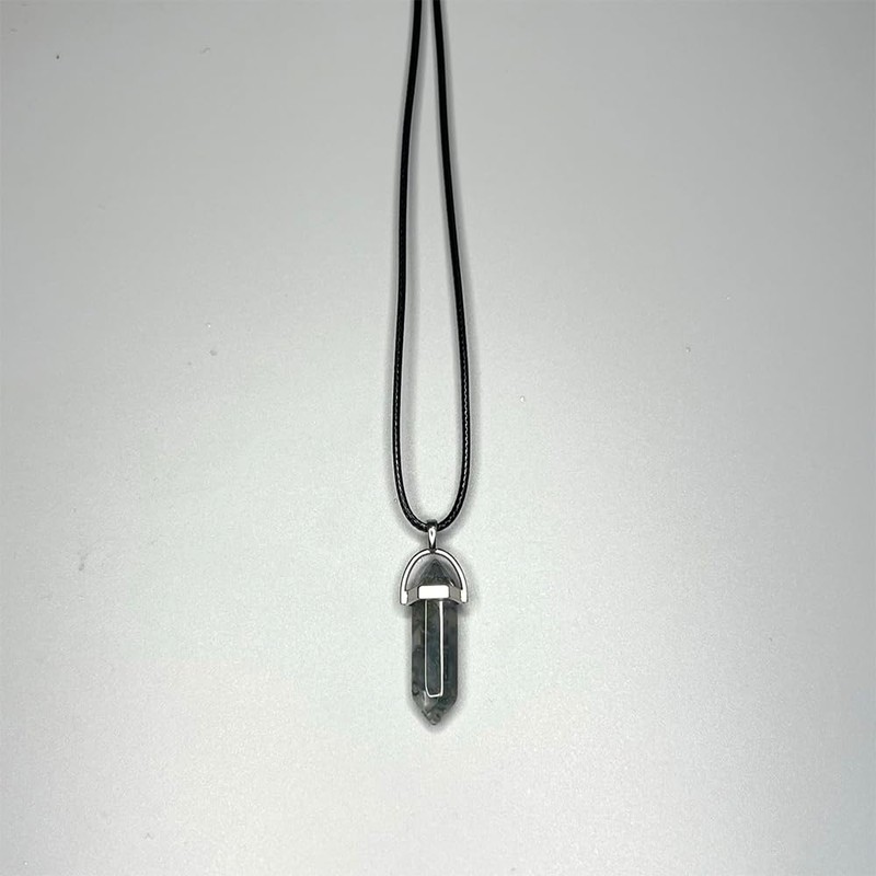 VIE VIE Double Point Pencil Pendant, Black String (Indian Agate)