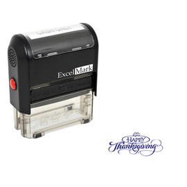ExcelMark Thanksgiving Rubber Stamp - Happy Thanksgiving - Blue Ink
