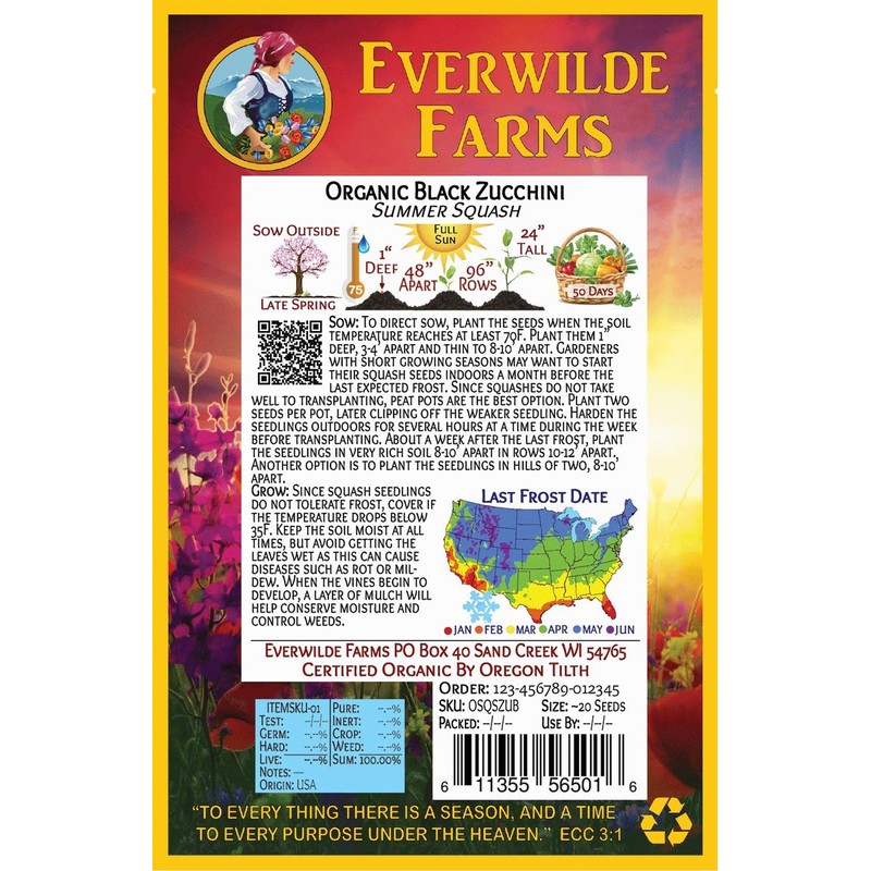 Everwilde Farms - 1 Oz Organic Black Zucchini Summer Squash