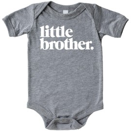Olive Loves Apple Little Brother Bodysuit for Baby Boys Sibling Outfits Granite Heather Bodysuit 6 Months