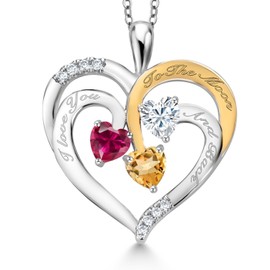 Gem Stone King Rhodium Plated Pendant with Chain Created Ruby Moissanite (1.48 Cttw)