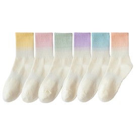 Chamgeco 6 Pairs Non Slip Yoga Socks, Pilates Socks with Grips, Athletic Long Socks Barre Dance Sock, Anti Skid Socks for Yoga Ballet Barefoot Workout (AU, Alpha, One Size, Standard, Color 1)