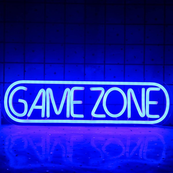 Neon Signs Player Driven Neon Light Game Zone Neon Sign for Game Room Decor, Play Area, Man Cave, Pub, Gift for, Friends, Boys (Blue)