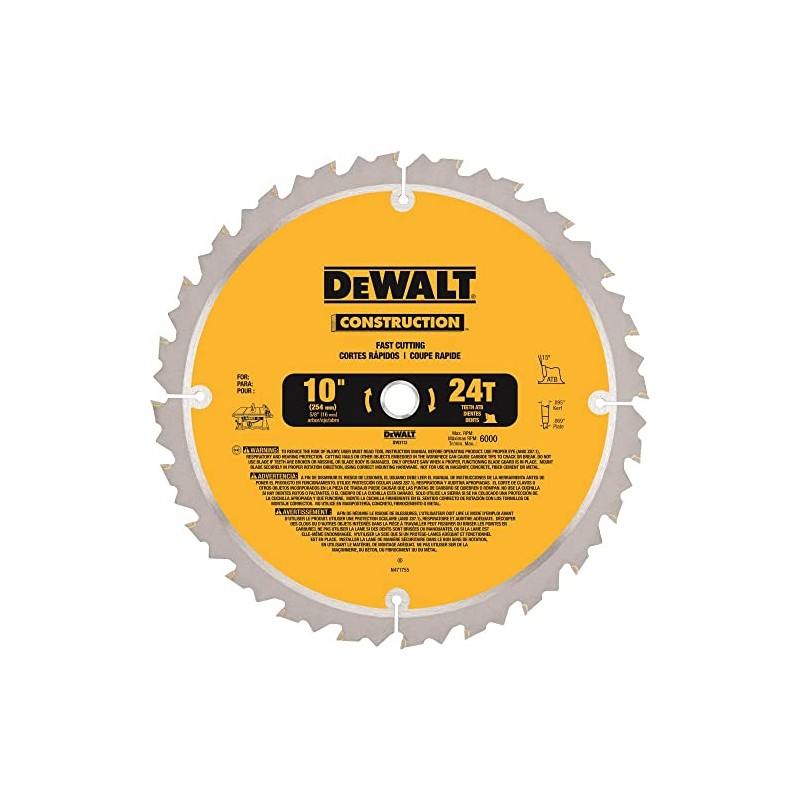 DEWALT 10-Inch Miter / Table Saw Blade, ATB, Thin Kerf,