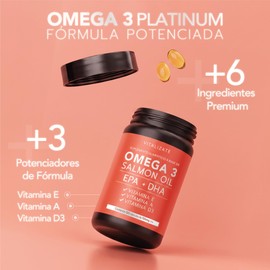 Omega 3 Platinum - Suplemento Potenciado (Fish Oil, Aceite de Salmon, EPA + DHA) - Fórmula de Omegas Avanzada - DHA y Omega 3 Fish Oil - Suplementos Alimenticios (120 capsulas)