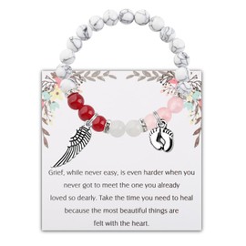 PLITI Miscarriage Gift Pregnancy Loss Sympathy Gift Loss Of Baby Memorial Gift Angel Wing Baby Feet Bracelet For Women (Wings feet bead bgU)