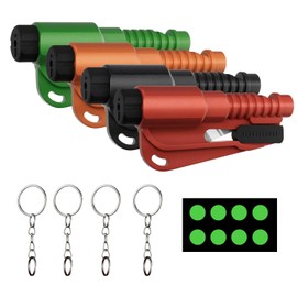 4 Pack Window Breaker Seatbelt Cutter Car Window Breaker Tool – Emergency-Proven 3-in-1 Escape Tool with Glass Breaker, Seatbelt Cutter & Whistle – Portable Keychain Design, Multi-Car Safety Kit