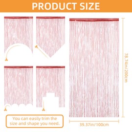 4 Pieces Glitter String Curtains Doorway Beads Curtains, 39 x 79 Inch Hanging Fringe Hippie Room Divider Door String Curtain Boho Doors Tassel for Doorways, Windows, Closet, Privacy Decor (Red)