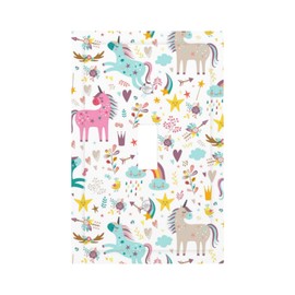 Rainbow Colorful Unicorn Kids Girl Single Toggle Light Switch Covers Decorative 1 Gang Wall Plate Electrical Device Switchplate Faceplate Farmhouse Decor
