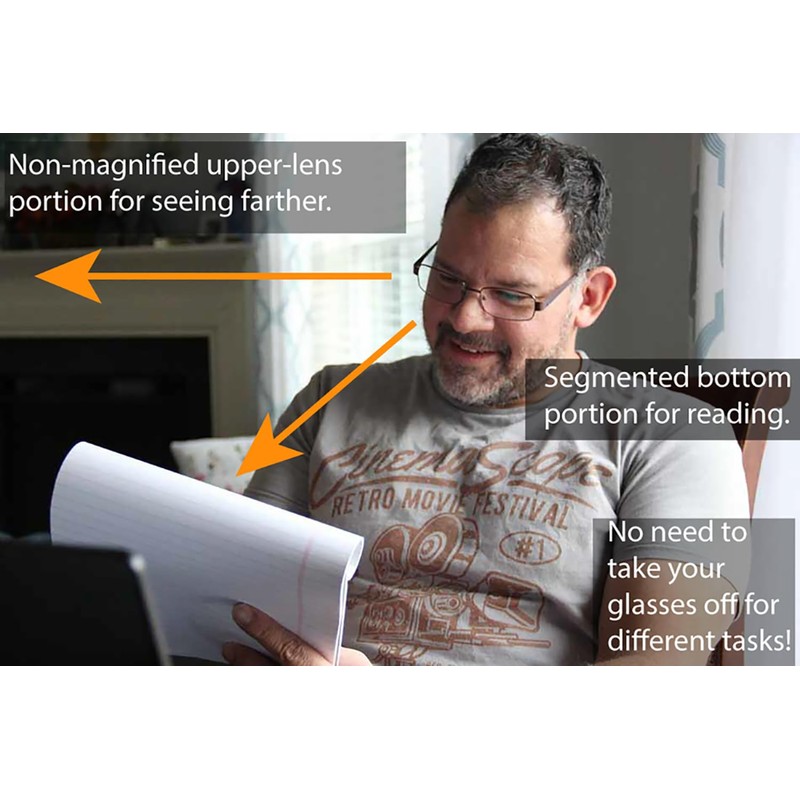 Bifocal Multi Purpose Mens Rectangular Reading Glasses (Gunmetal, 1.50)