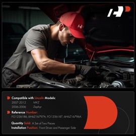 A-Premium Driver and Passenger Hood Hinges Compatible with Lincoln MKZ 2007-2012 Sedan, Zephyr 2006 Sedan, Set of 2 Front Left and Right Side Hood Hinges