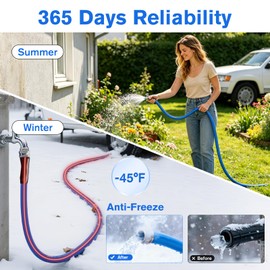 25FT All-Weather Fresh Water Hose for RV, 5/8" Drinking Water Safe & -45°F, 2 in 1 Heated Anti-Freeze Technology, Smart Auto-Thermostat Garden Water Hose for Camper, Marine & Home Use