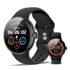 SmartWatch XINJI N2 with Bluetooth, AMOLED Touch Panel, Pulse/HRV/Blood Oxygen Measurement, Sleep Monitor, Music Memory, Calories/Pedometer, Notification Function, App, Waterproof, Black