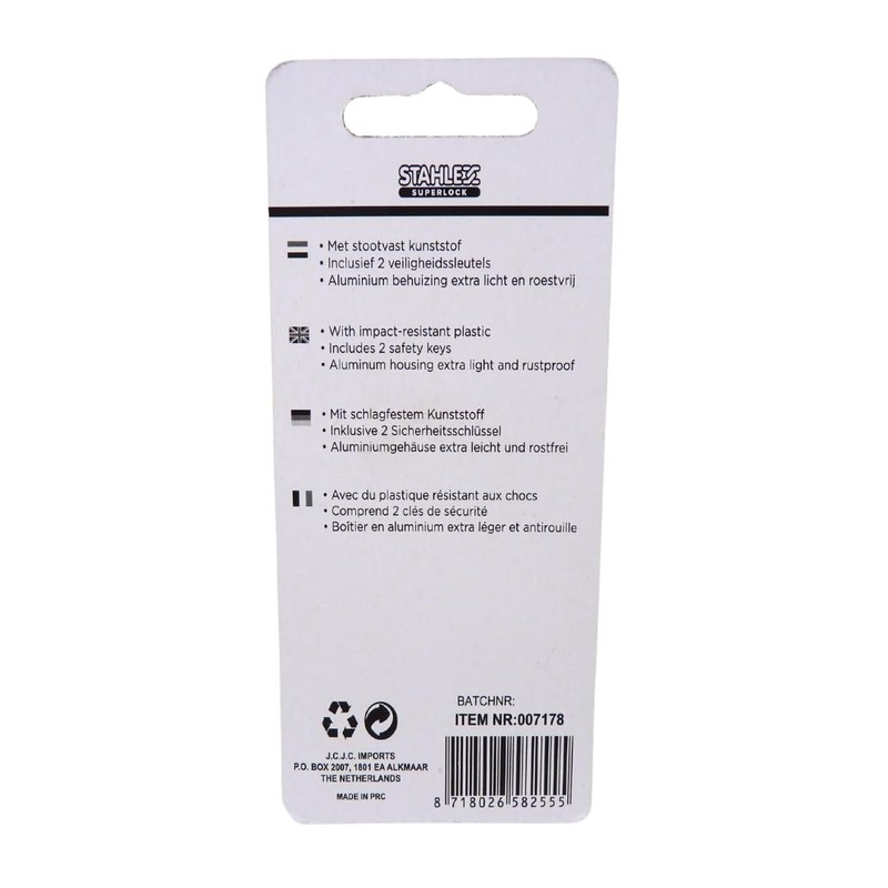 Pack of 1 Aluminium Padlock 20 mm Assorted Colours -
