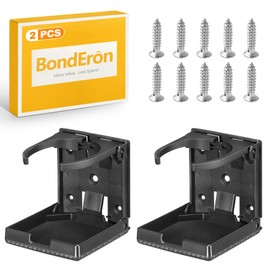 BondEron 2 Stück Universal Klappbarer Getränkehalter Verstellbar 60-100mm, Becherhalter Cupholder für Boot Wand Auto Wohnmobil LKW, Schwarz