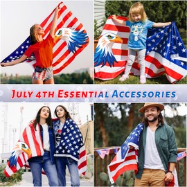 JEROKUMI American Flag Costume Cape, 4th of July USA Flag Costume with Sunglasses Temporary Tattoo Stickers, USA Patriotic Eagle Flag Cloak for Adult Women Men Patriotic Party