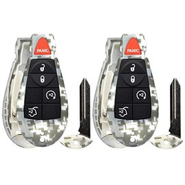 2 New Camouflage Entry 5 Buttons Remote Start Car Key Fob Fobik Shell / CASE Remote IYZC01C for Commander & Grand Cherokee - (No Electronics or Chip Inside)