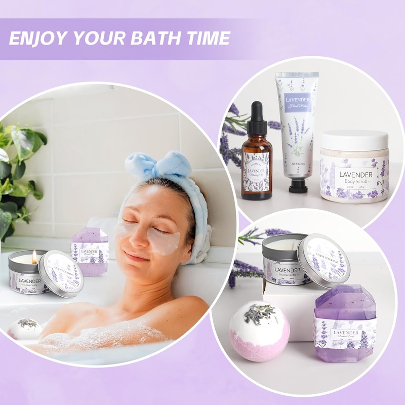 Lavender Spa Gifts Set, 11 Pcs Bath Gift Set for