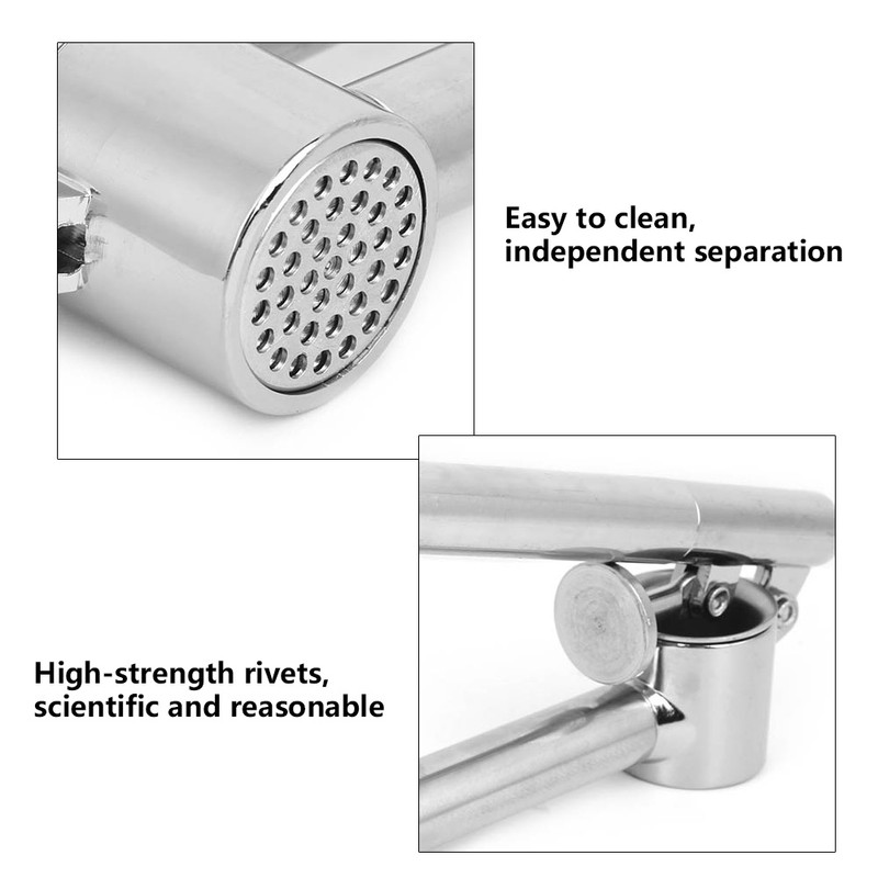 Stainless Steel Manual Food Garlic Press Crusher Mincer Squeezer Household