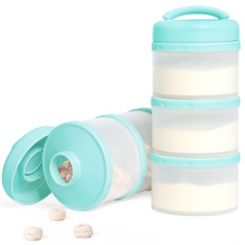 Dispensadores de Leche en Polvo Apilable Recipientes de Comida Bebé Para Leche en Polvo 2 Pack (Verde Menta)