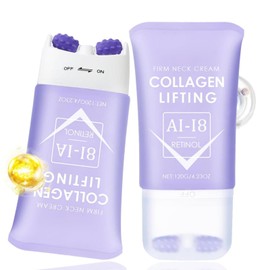 AH-8 Firming Neck Cream - Firming Lifting Neck Cream with Roller - Neck and Décolleté Cream with Collagen & Retinol - Firming Neck Cream, Reduces Wrinkles and Saggy Skin, Deep Moisture