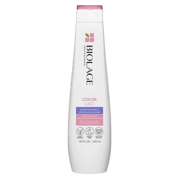 Biolage Color Last Purple Shampoo | Neutralizes Brass & Unwanted Yellow Tones | With Fig & Orchid | Paraben-Free | For Color Treated Hair | Vegan | Cruelty Free | Professional Shampoo | 13.5 Fl. Oz