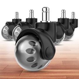 Office Chair Replacement Wheel - Quiet & Smooth Gliding - 2 Inch Heavy Duty Rolling Chair Casters Supports 2000 Lbs,Desk Chair Wheels Universal Fit,Safe For All Floor Or Carpet Set Of 5 (Premium Gray)