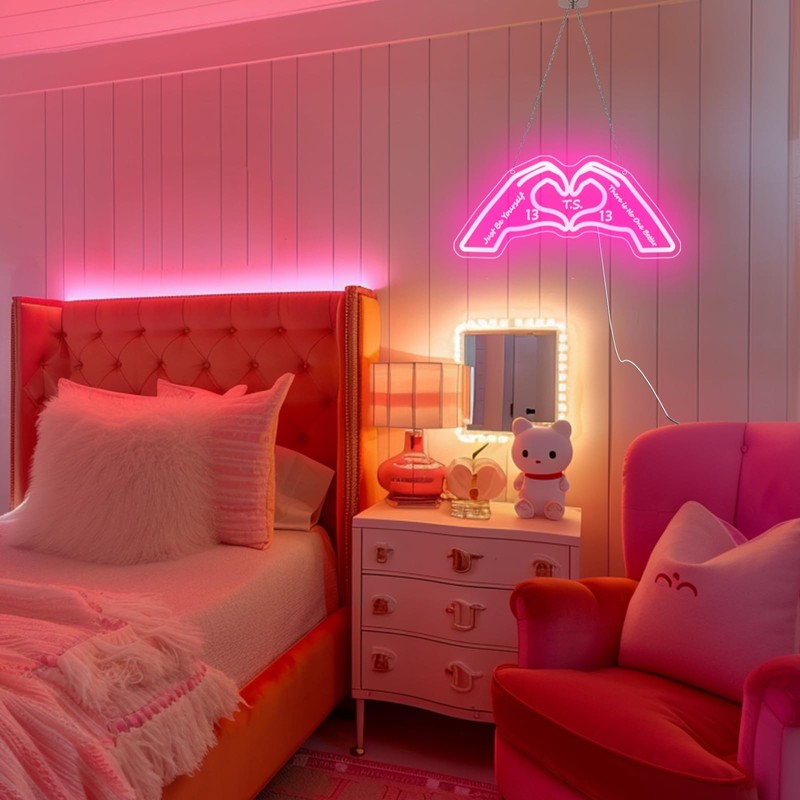 JHFart Hand Heart Neon Sign, Music Merch Gifts for Girls,