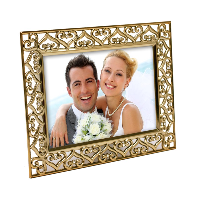 MIMOSA MOMENTS Heart Border Metal Picture Frame with Rhinestones Décor